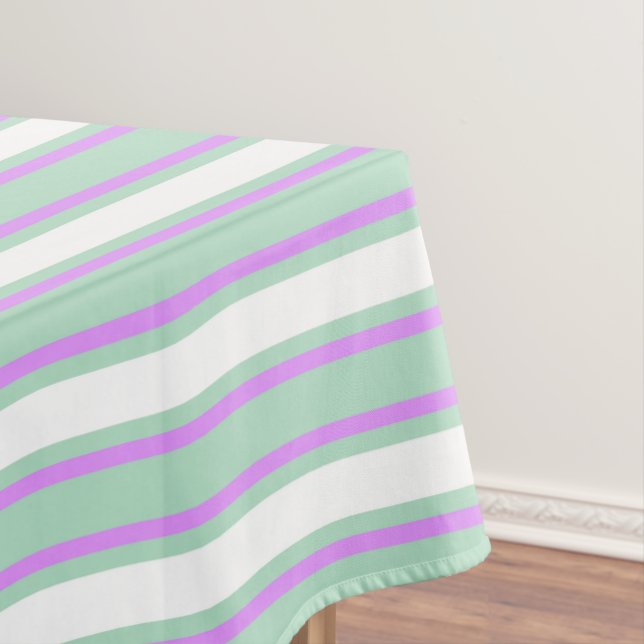 Mint and lilac candy stripes tablecloth (In Situ)