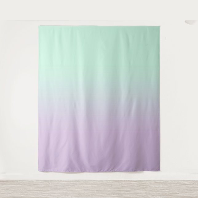 Mint And Lilac Gradient Ombre Photo Backdrop Tapestry (Front)