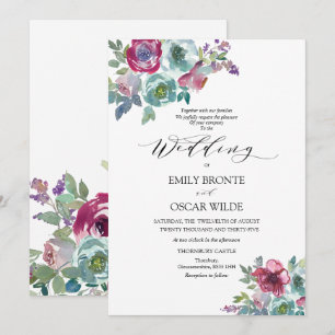 Mint and Mauve Floral Wedding Invitation
