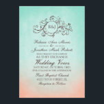 Mint and Peach Bohemian Wedding Invitation<br><div class="desc">For colour requests or matching products to go with this product,  please contact the artist at www.ThePaintingPony.com</div>