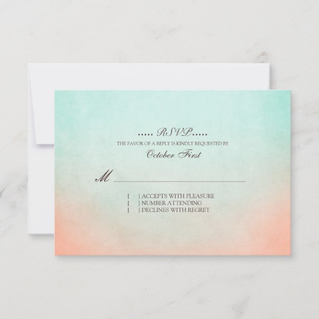 Mint and Peach Bohemian Wedding RSVP Card (Front)