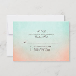 Mint and Peach Bohemian Wedding RSVP Card