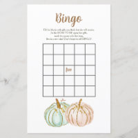Mint and Peach Pumpkin Gender Reveal Bingo Game