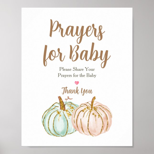 Mint and Peach Pumpkin Prayers for Baby Sign (Front)