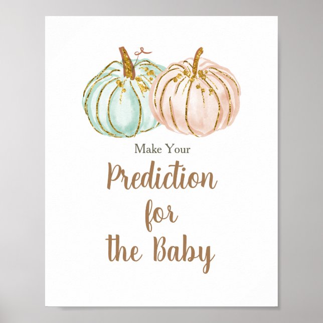 Mint and Peach Pumpkin Predictions for baby Poster (Front)
