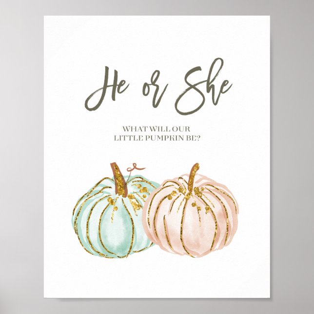 Mint and Peach Pumpkin Voting Board Poster (Front)