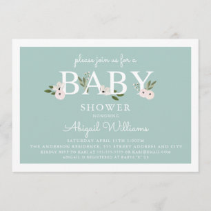 Mint and pink Floral Baby Shower Invitation