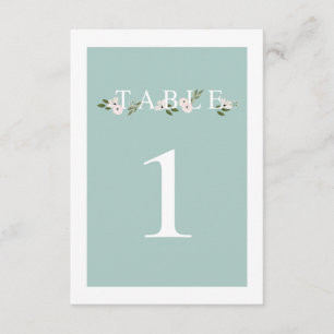 Mint and pink Floral Table Number Card