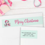 Mint and Pink Merry Christmas Cute Penguin Address Wrap Around Label<br><div class="desc">These unique mint green and pink Christmas wrap around labels feature the "Merry Christmas" saying in casual script font and a cute penguin in a pink Santa hat and the address text template. The template makes it easy to type your address before ordering.</div>