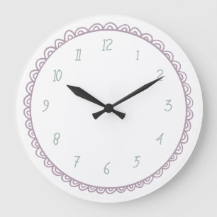 Mint and Pink Minimalist Hand Drawn Doodle Large Clock