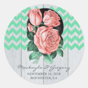 mint and pink rustic wedding stickers