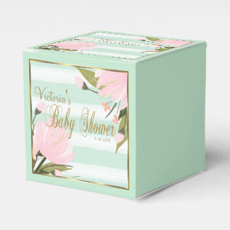 Mint and Pink Stripe Baby Shower Favour Box