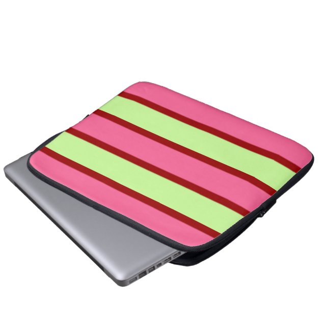 Mint And Pink Stripes Laptop Sleeve (Front Bottom)