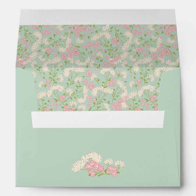 Mint and Pink Vintage Flower Envelope (Back (Bottom))