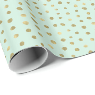 Mint and Pretty Gold Dots Wrapping Paper