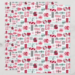 Mint and Red Christmas Presents Scrapbook Paper