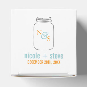 Mint and Tangerine Mason Jar Monogram Wedding Favour Box