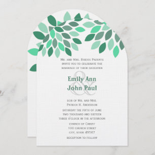 Mint and Teal Chrysanthemum Tree Fores Invitations