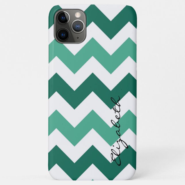 Mint and White Chevron Custom Monogram Case-Mate iPhone Case (Back)
