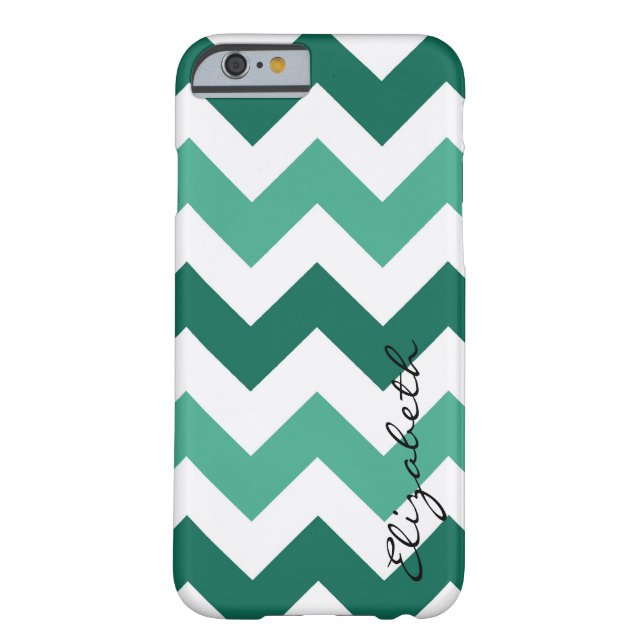 Mint and White Chevron Custom Monogram Case-Mate iPhone Case (Back)