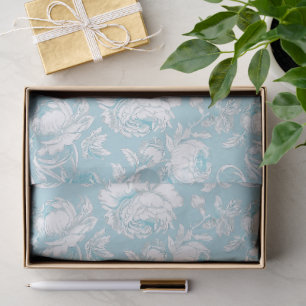 Mint and White Chinoiserie Decoupage Pattern Tissue Paper