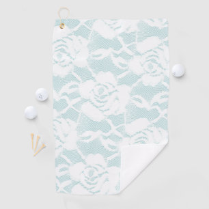 Mint and white lace roses floral  golf towel