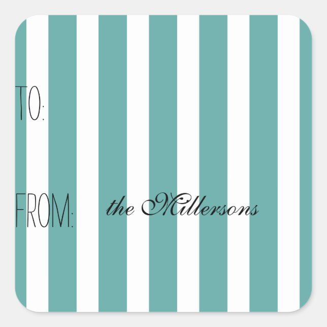 Mint and White Stripes Gift Tag (Front)
