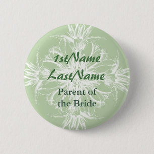 Mint and White Vintage Floral Name Tag 6 Cm Round Badge
