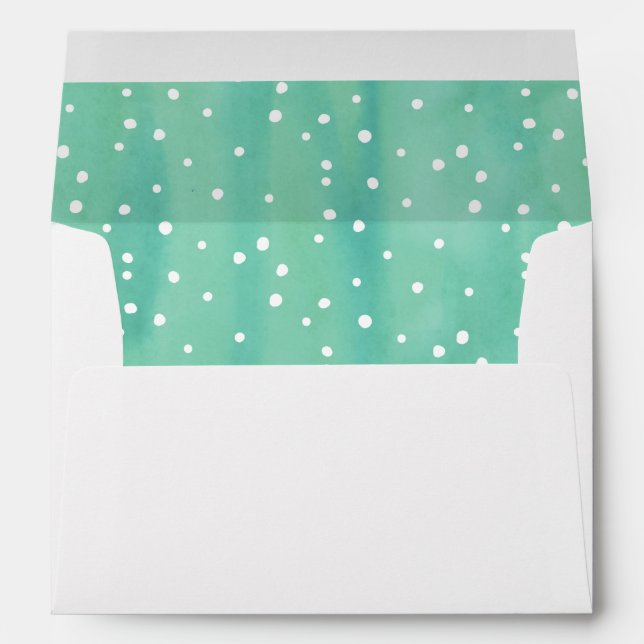 Mint and White Watercolor Dots Envelopes (Back (Bottom))