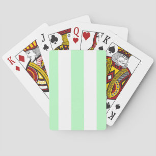 Mint and White XL Stripes Pattern Playing Cards