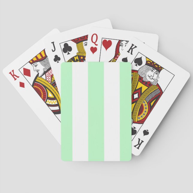 Mint and White XL Stripes Pattern Playing Cards (Back)