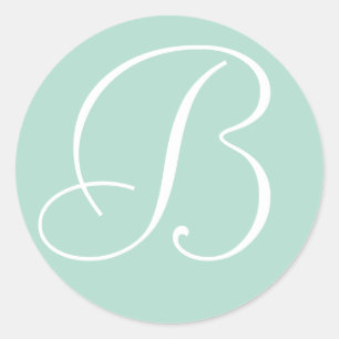 Mint and Whte Monogrammed Wedding Envelope Seals
