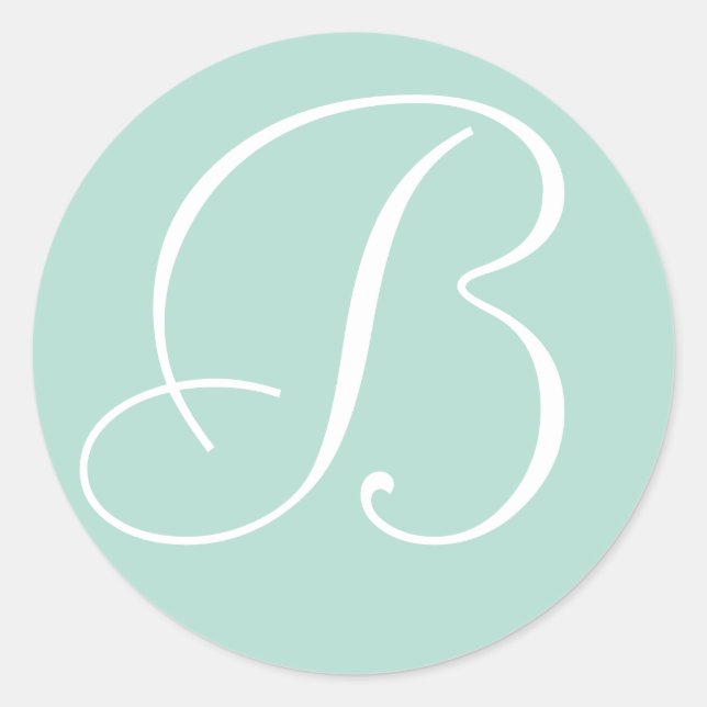 Mint and Whte Monogrammed Wedding Envelope Seals (Front)