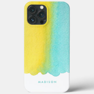 Mint and Yellow Ombre Watercolor iPhone 13 Pro Max Case