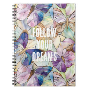 Mint Aqua Blue Purple Butterflies Notebook