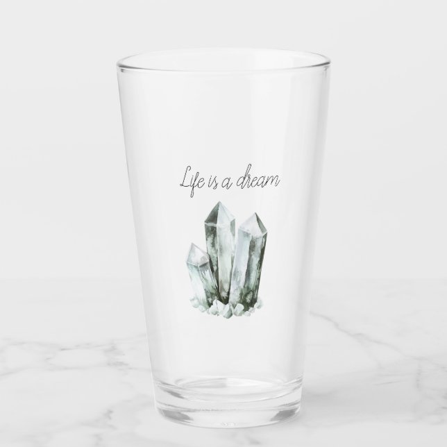 Mint Aqua Crystals Dream Glass (Front)