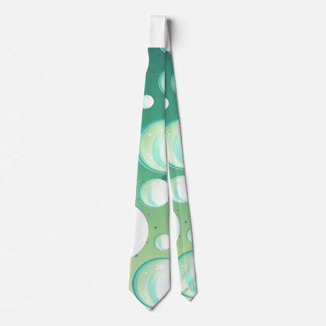 mint aqua green bubbles  rockabilly neck tie (Front)