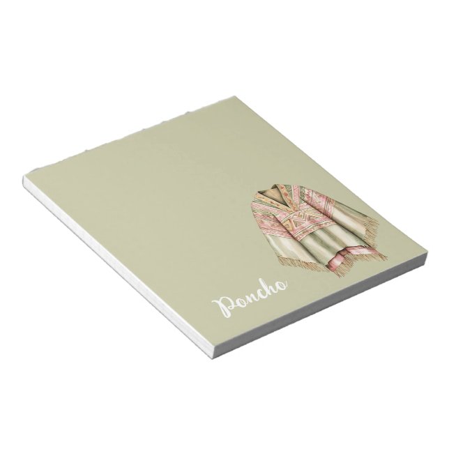 Mint Avocado Pink Poncho Notepad (Angled)