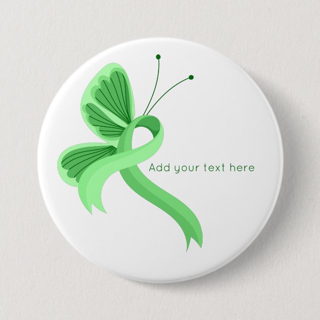 Mint Awareness Ribbon Butterfly  Button (Front)