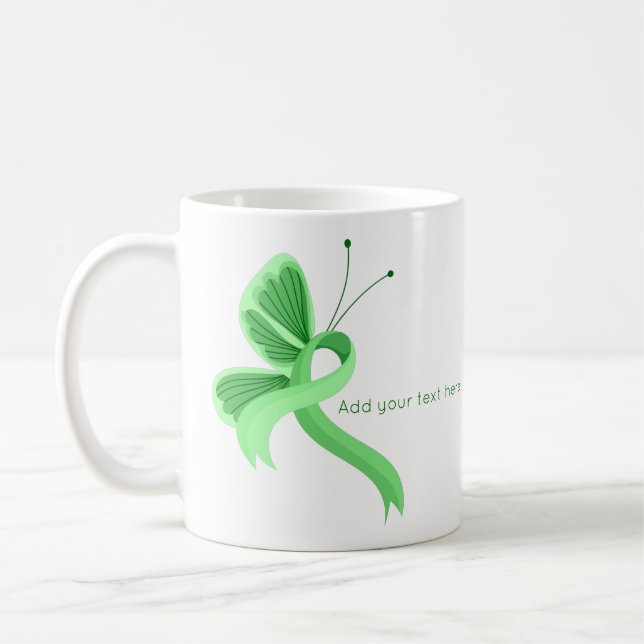 Mint Awareness Ribbon Butterfly Coffee Mug (Left)