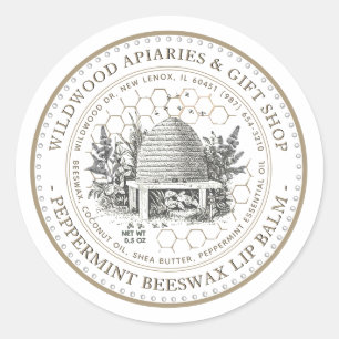 Mint Beeswax Lip Balm Vintage Skep in Mint Garden  Classic Round Sticker