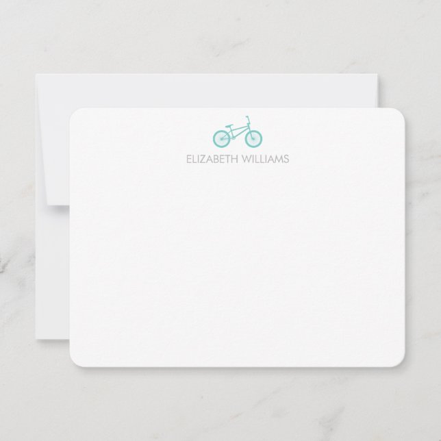 Mint Bicycle and Large Dots Note Cards (Front)