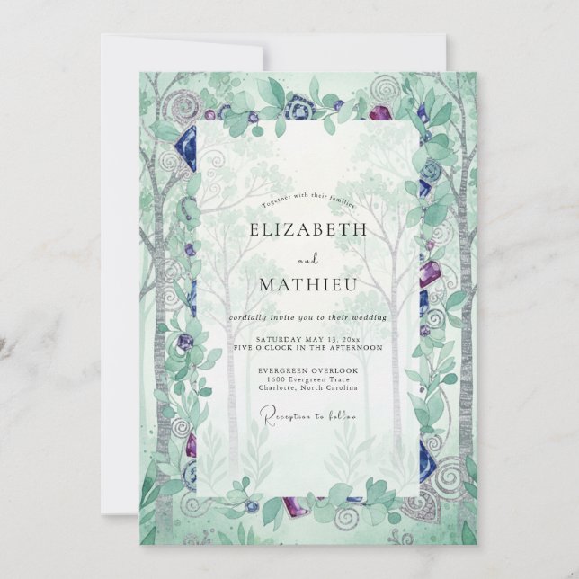 Mint Birch Woodland Eucalyptus Wedding Invitation (Front)