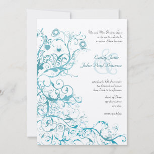 Mint Birds Swirls Wedding Invites