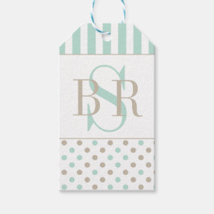 MINT BISQUE DOTS STRIPES Gift Tags