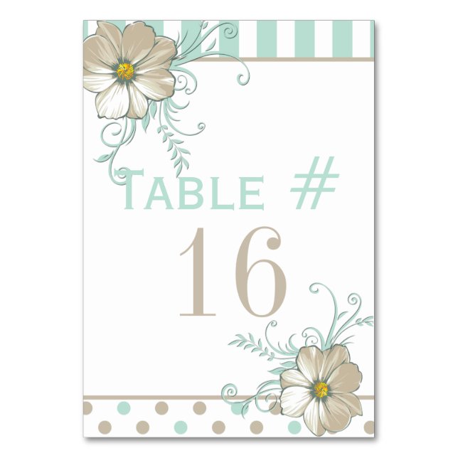 MINT BISQUE DOTS STRIPES Table Card (Front)