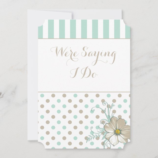 MINT BISQUE DOTS STRIPES Wedding Invitation (Front)