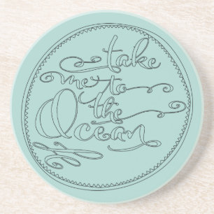 Mint Black Beach Ocean Coaster