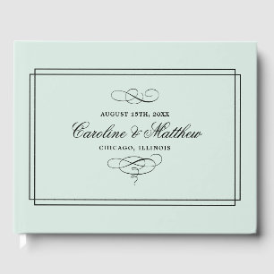 Mint Black Elegant Wedding Guest Books