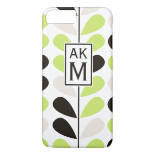 Mint & Black Floral Pattern iPhone 7 Plus Case
